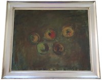 Framed Meloni Signed 5 Apples 1982 O/C