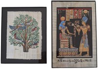 2pc Egyptian Hand Painted Papyrus