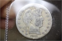 1911-D Barber Silver Half Dollar