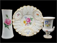 Antique Meissen Plate & Vases