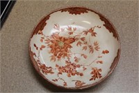 Antique Japanese Kutani Red Shallow Bowl