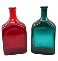 2pc Italian Blown Glass Bottles