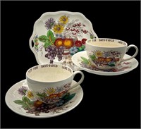 Spode Reynolds Teacups, Saucers, & Platter