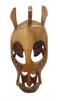 African Tribal Hand Carved Wood Giraffe Mask