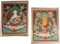 2pc Framed Tibetan Thangkas
