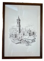 Cathedral de Monza Sketch Signed