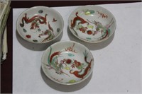 Set of 3 Chinese Dragon and Phoenix Saucers