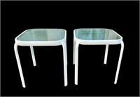 2pc Outdoor Metal & Glass Side Table