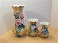 3 Pots a fleurs vintage asiatique