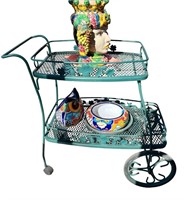 Green Wrought Iron Plant/Serving Cart