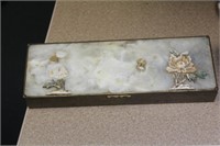 Antique Chinese Bone Inlaid Metal Box