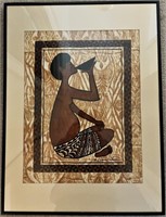 Signed Tapa Bark Cloth Art Piece