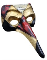 Signed Italian Papier Mache Long Nose Zanni Mask