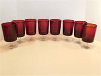 Lot de 8 verres vintage LUMINARC RUBY RED