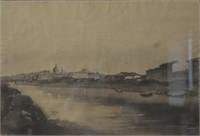Ponziano Togni River Arno Near Florence Painting