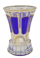 Cobalt & Golden Enamel Moser Style Bohemian Goblet