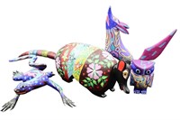 4pc Hand Painted Signed Mexican Alebrije