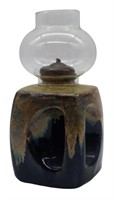 Signed Bob Wager Morter Pottery Oil Lamp