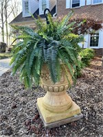 3pc Terracotta Pedestal Planters w/Ferns