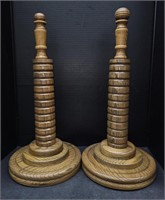 (AY)  2 Wooden Lamp Pieces