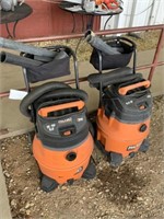 1316) 2 Ridgid 16-gal shop vac