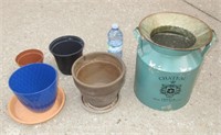 Decorative Tin & Various Planters