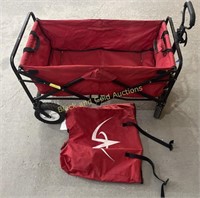 Red Fabric Folding Utility Cart