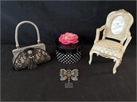 Purse Coin Bank, Pitcher Frame Chair, Butterfly