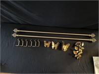 Two Curtain Rods / Metal Butterfly Decor