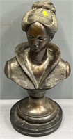 Beautiful Woman Bronze Statue Bust