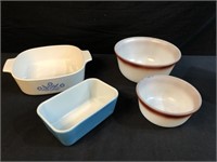 Corning Ware Pan & Glass Bowls