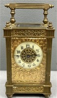 Tiffany Carriage Clock Brass & Glass