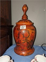 Wood Carved Urn with lid