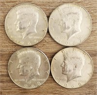 (4) 1966 - 1969 Kennedy Half Dollars