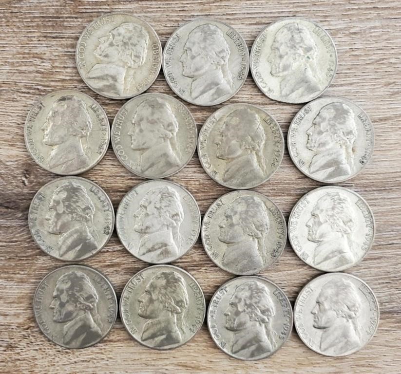 (15) Jefferson Nickels - 1942 to 1945