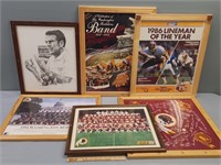 6 Framed Washington Redskins Related Items