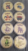 (8) Gold Plated Pokémon Collectors Coins