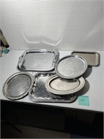 ANTIQUE SILVER PLATE PLATTERS TRAYS