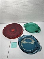 VINTAGE PIE PLATES &  RUBY RED PLATTER