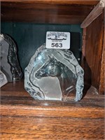 Heavy Glass etched horse head