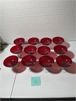 12 RED GLASS BOWLS ROBERT STANLEY