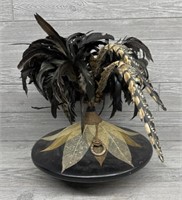 Vase w/ Feathers Decor Piece