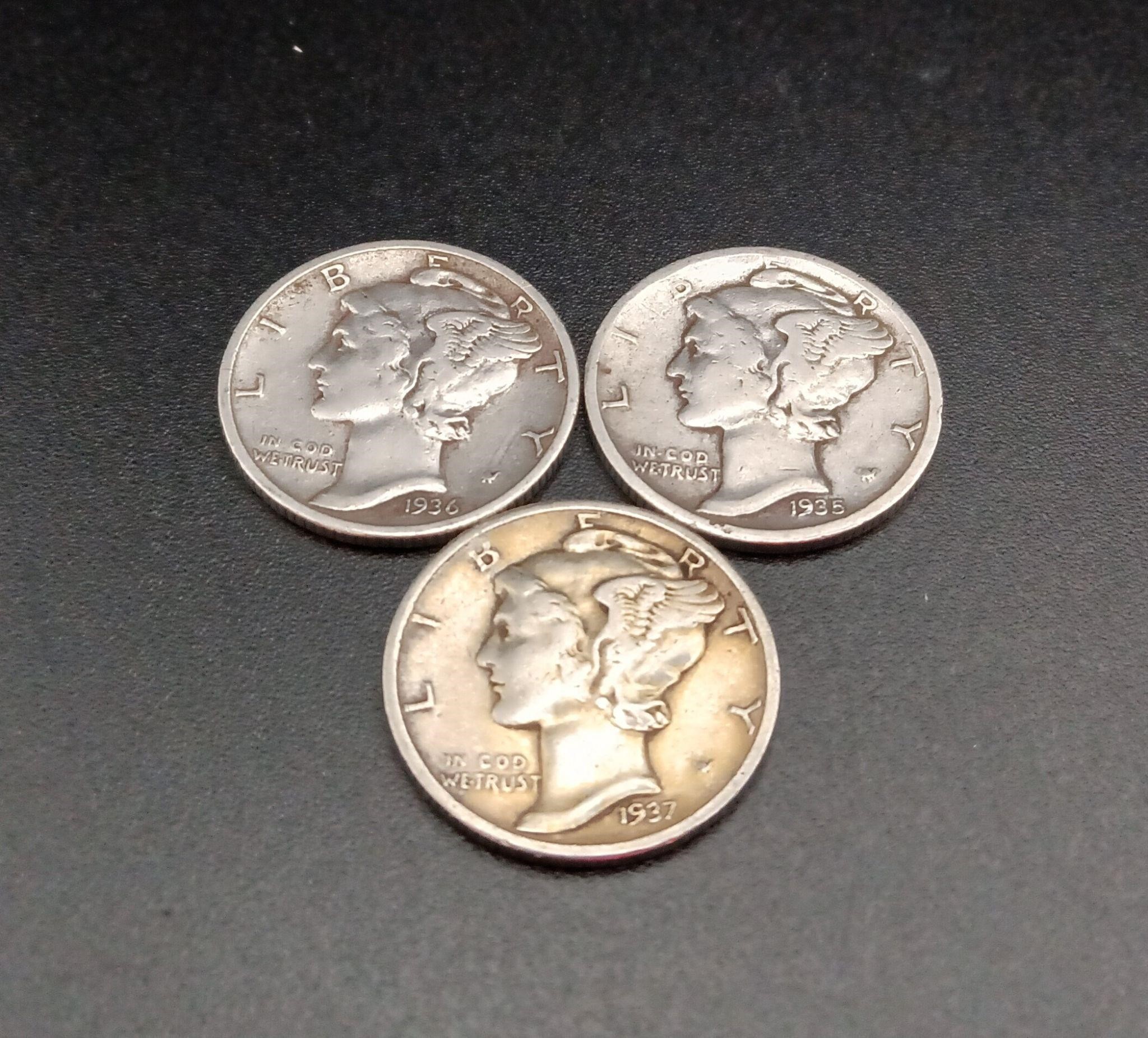 1935, 1936, 1937 Silver Mercury Dimes