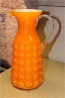 Retro Style Art Glass Orange Pitcher