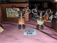 Miniature Onyx marble urn vases