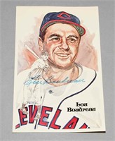 LOU BOUDREAU SIGNED PEREZ STEELE HALL OF FAME