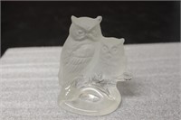 Frost Glass Owl Statue