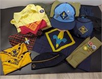 Large Lot of Boy Scout Pants, Hat, Hat, Scarfs &