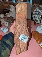"Good Luck" Wood face carving signed by Guentner