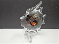 Glass Czech Fish Paperweight 8" high